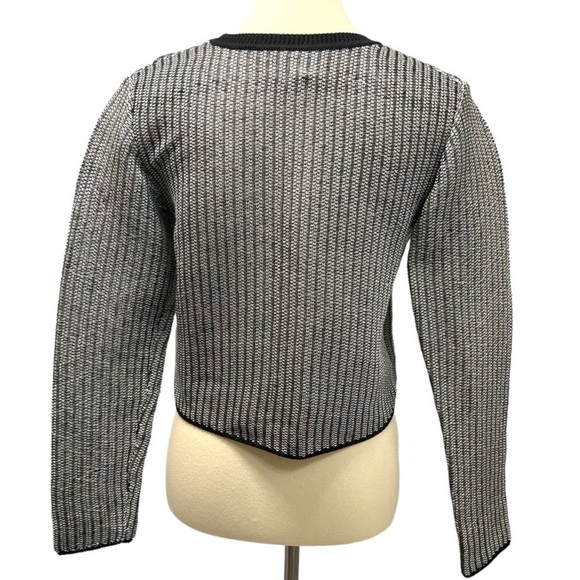 Alexander Wang Black & White Vinyl Technical Tweed Long Sleeve Crop Top Women S - Picture 6 of 14